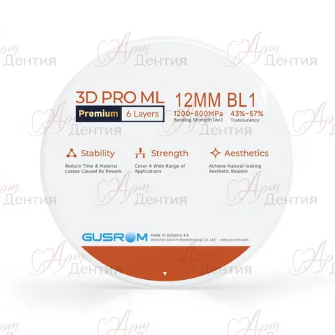 Циркониевый диск Gusrom 3D Pro ML D=98 H=12 Цвет BL1 — совместимость